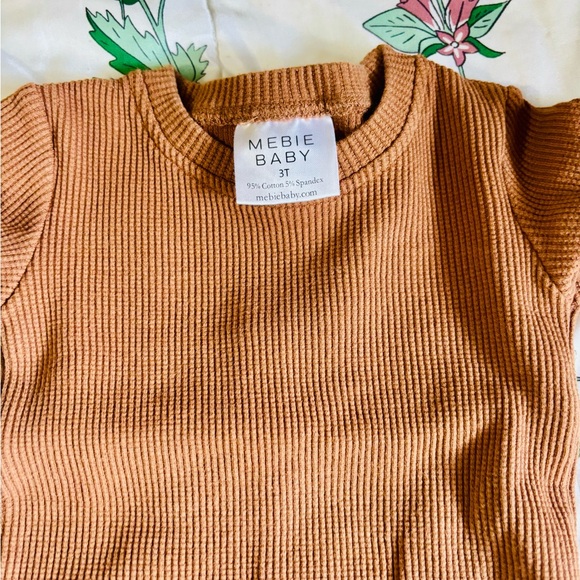 Mebie baby camel waffle shortie set 3y - Picture 3 of 3